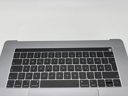 Macbook Pro 15" 2018 2019 A1990 QWERTZ Topcase Trackpad Tastatur Grau #T652