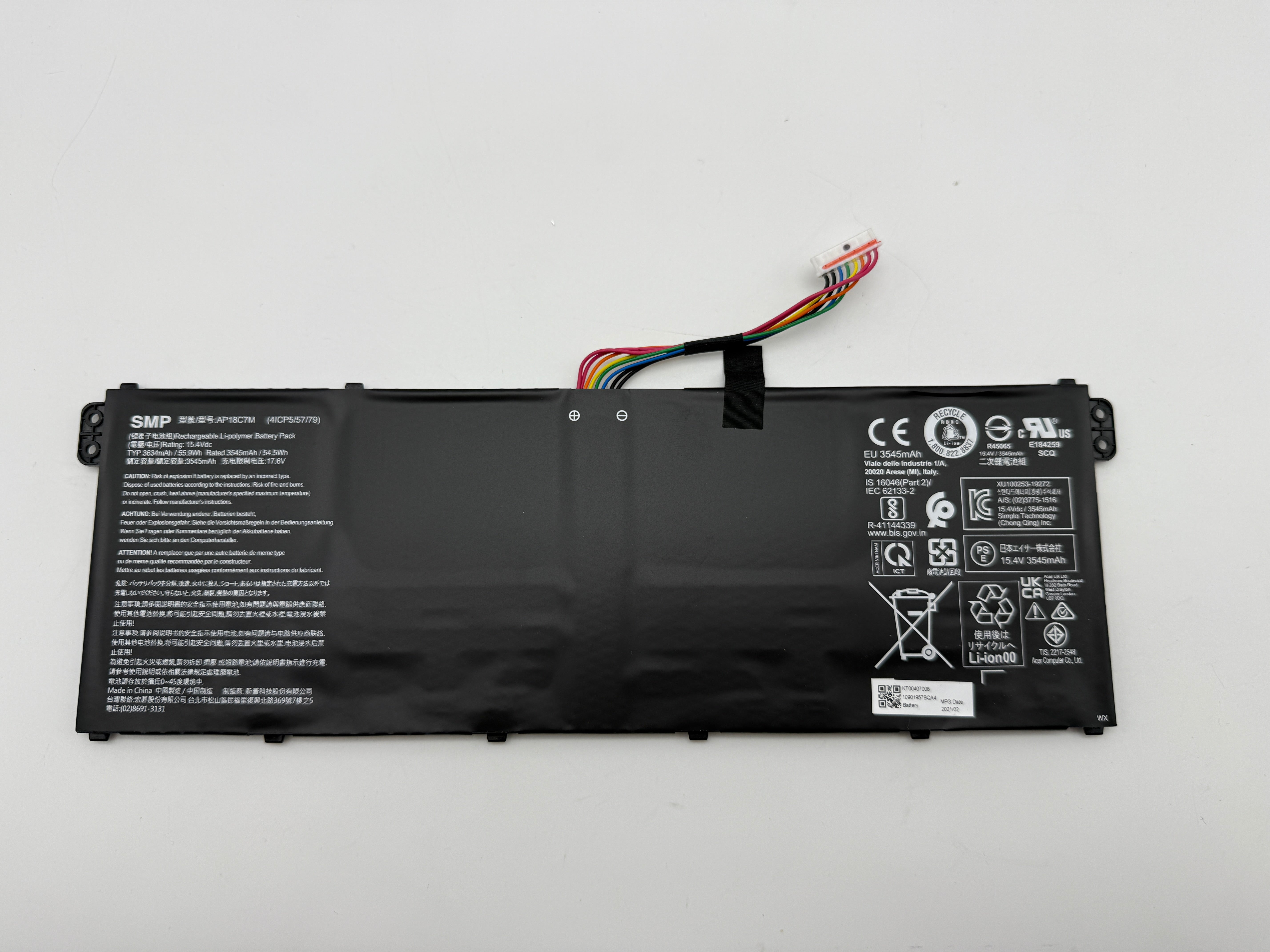 Acer Swift 5  SF514 Akku Batterie AP18C7M 55,9Wh 3634mAh 15,4V
