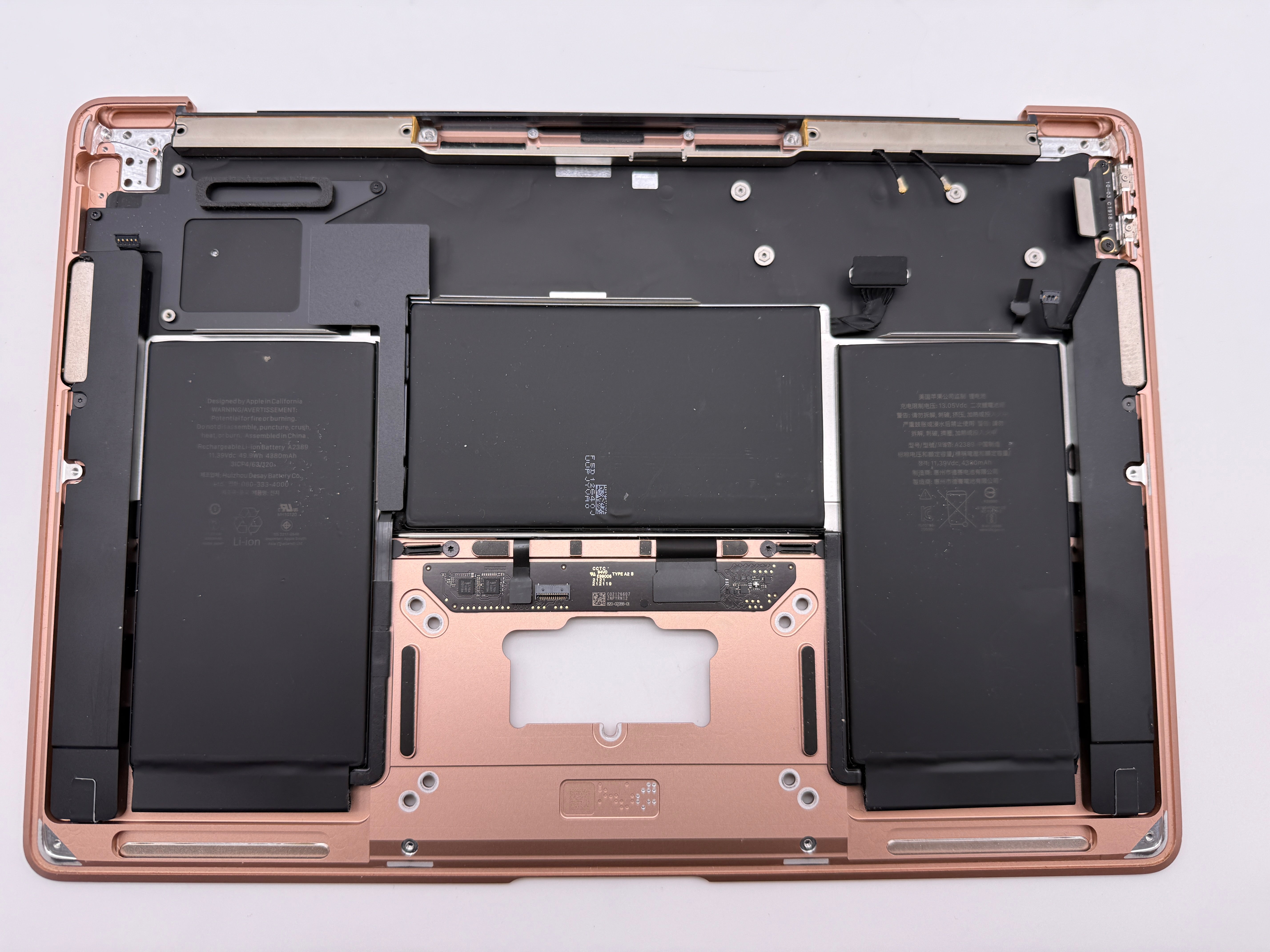 MacBook Air 13" 2020 A2337 Topcase QWERTZ Akku Tastatur Gold #T873