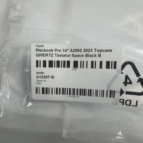 Macbook Pro 14" A2992 2023 Topcase QWERTZ Tastatur Space Black B